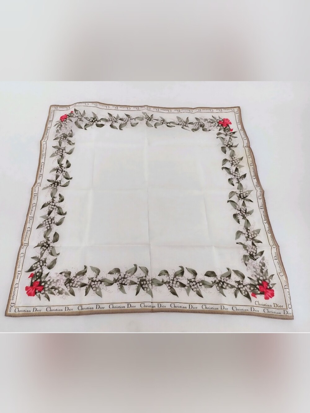 Christian Dior Floral Cotton Handkerchief/Pocket Square/Scarf